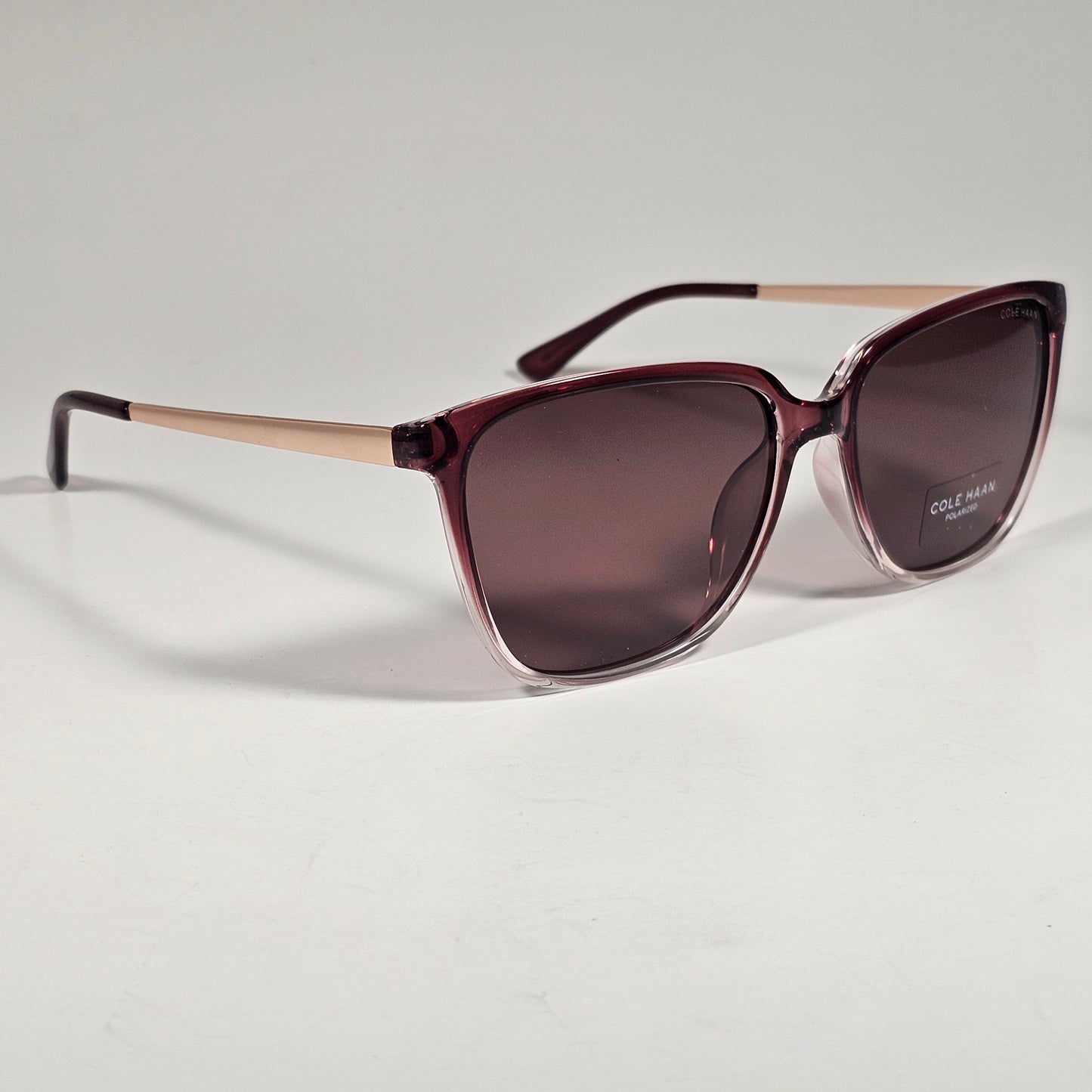 Cole Haan CH9055 530 Cat Eye Polarized Sunglasses Merlot Gradient Brown Lens