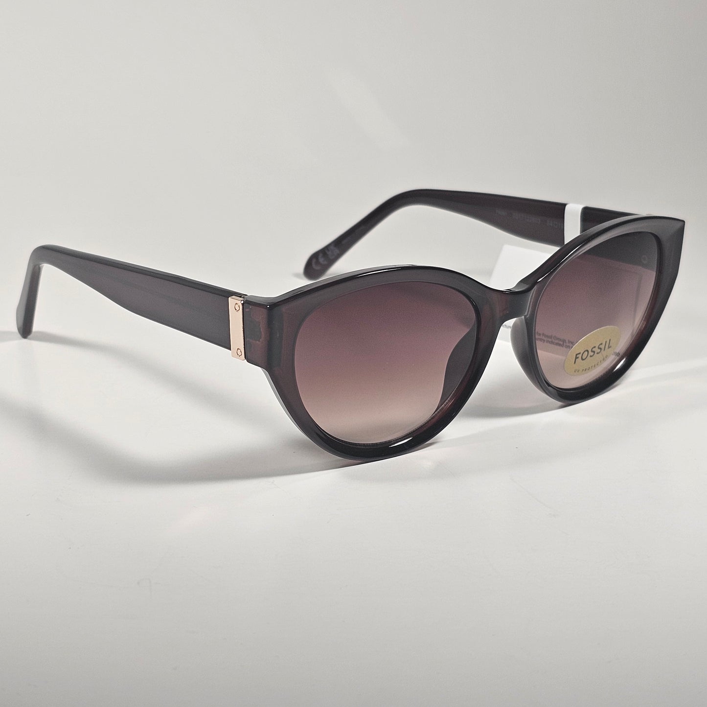 Fossil Cat Eye Cutoff FW261 Sunglasses Dark Brown Frame Brown Gradient Lens 54mm