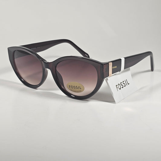 Fossil Cat Eye Cutoff FW261 Sunglasses Dark Brown Frame Brown Gradient Lens 54mm