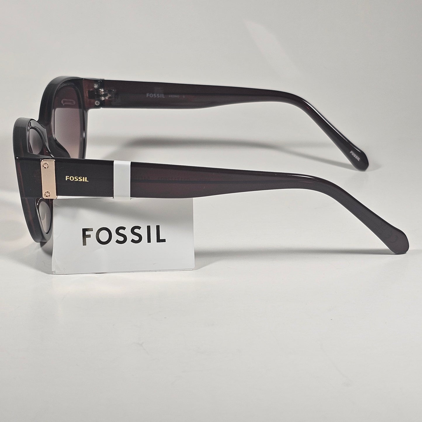 Fossil Cat Eye Cutoff FW261 Sunglasses Dark Brown Frame Brown Gradient Lens 54mm