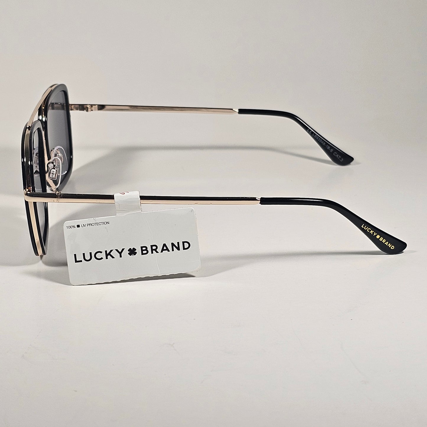 Lucky Brand LB93548 Square Aviator Sunglasses Silver Black Metal Gray Lenses