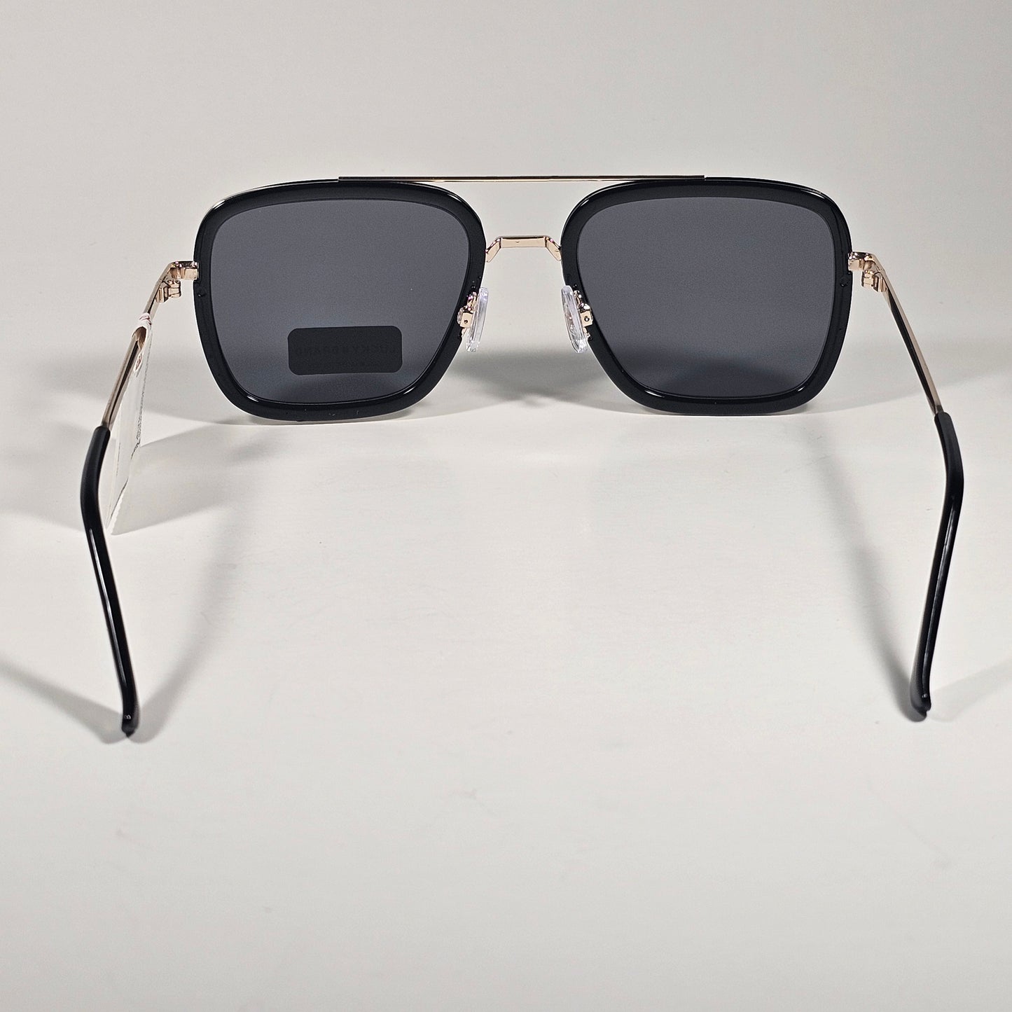 Lucky Brand LB93548 Square Aviator Sunglasses Silver Black Metal Gray Lenses