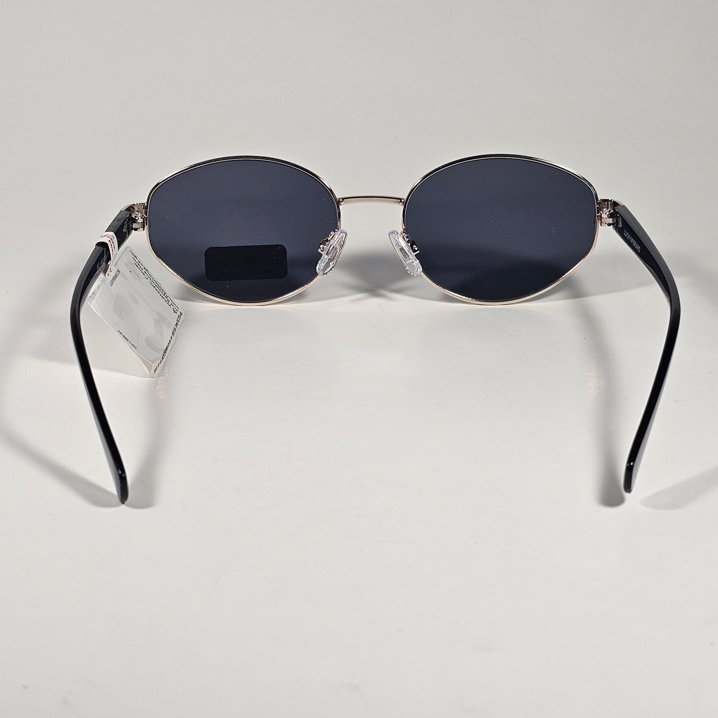 Lucky Brand LB92369 Small Oval Sunglasses Silver Black Frame Gray Tinted Lens