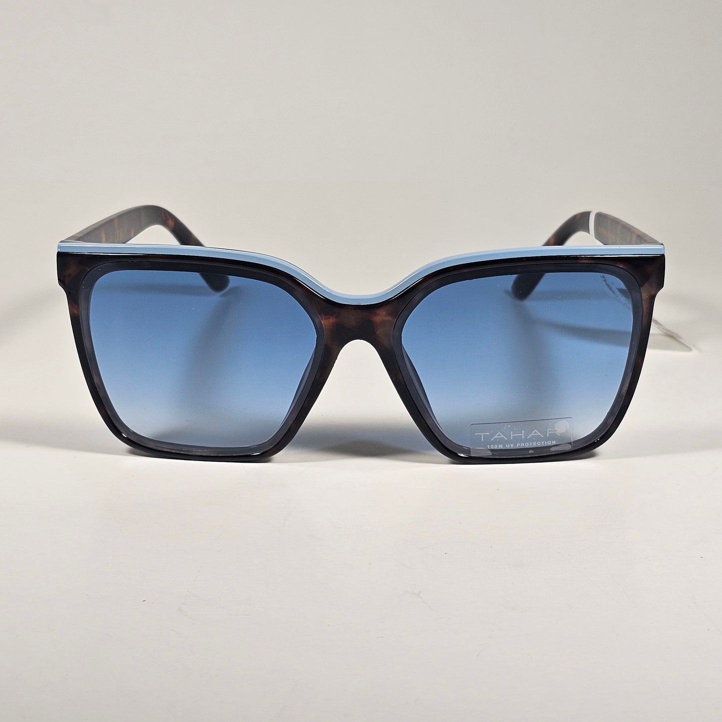 Tahari  TH980 TSBL Oversize Square Sunglasses Brown Tortoise Blue Gradient Lens
