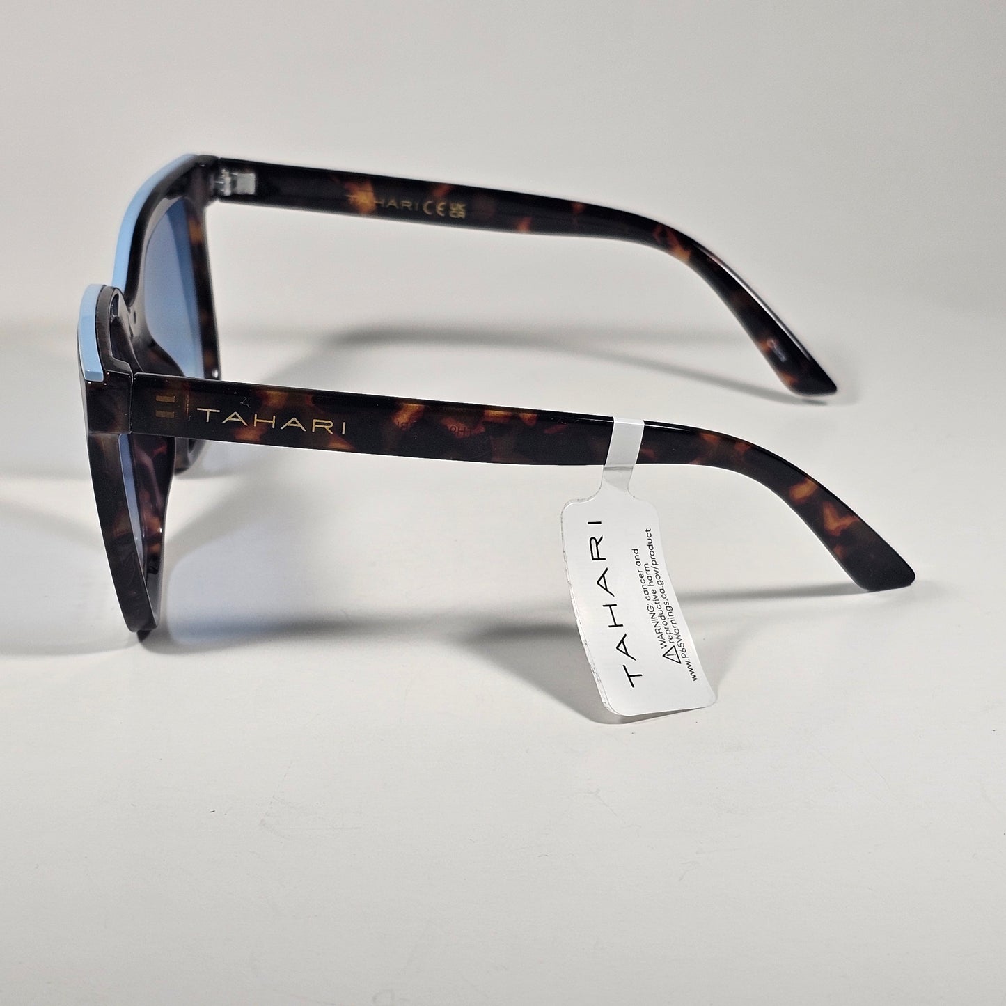 Tahari  TH980 TSBL Oversize Square Sunglasses Brown Tortoise Blue Gradient Lens