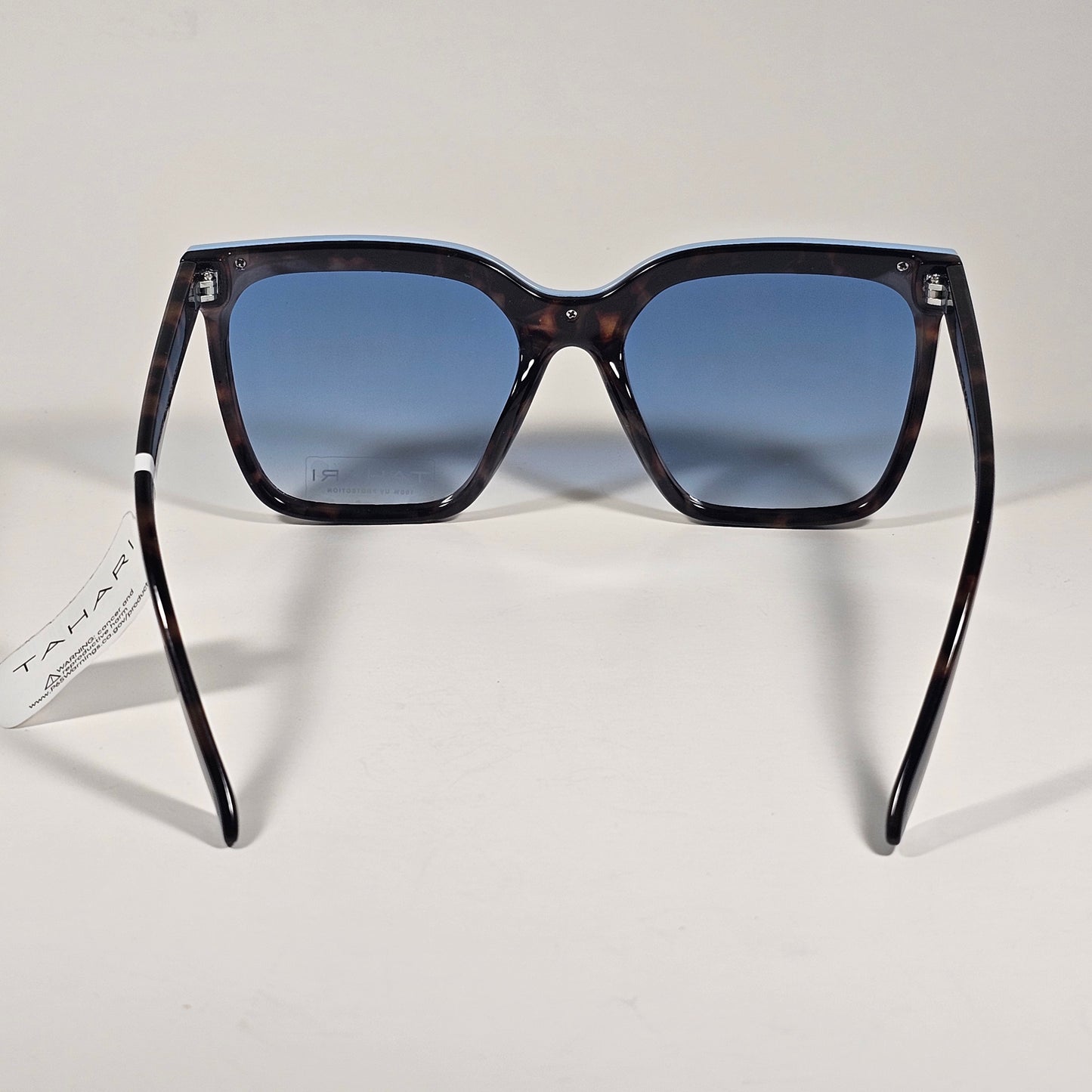 Tahari  TH980 TSBL Oversize Square Sunglasses Brown Tortoise Blue Gradient Lens