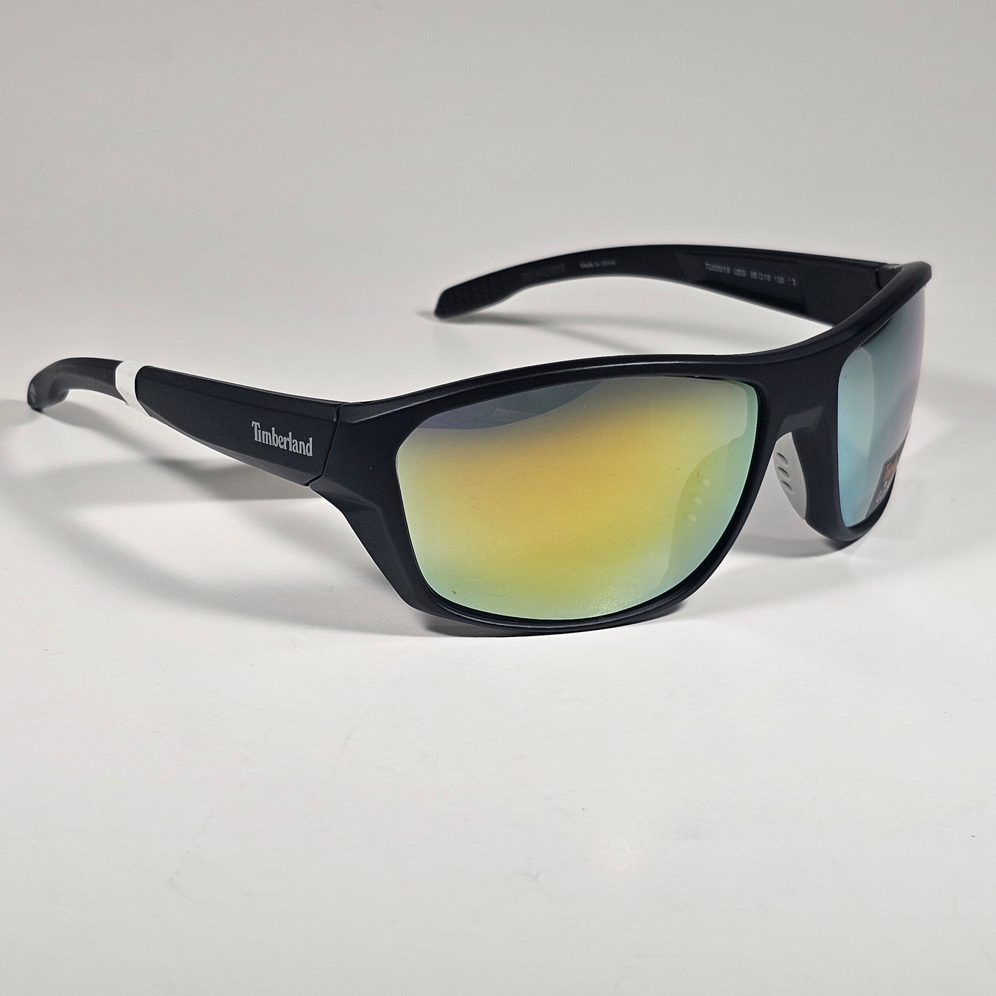 Timberland TU00019 02G Men's Wrap Sunglasses Matte Black Coral Mirror Lens 66mm