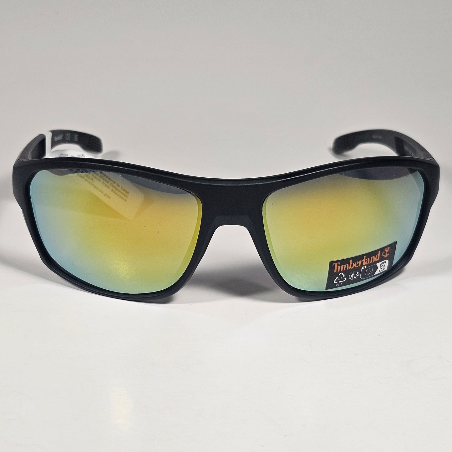 Timberland TU00019 02G Men's Wrap Sunglasses Matte Black Coral Mirror Lens 66mm