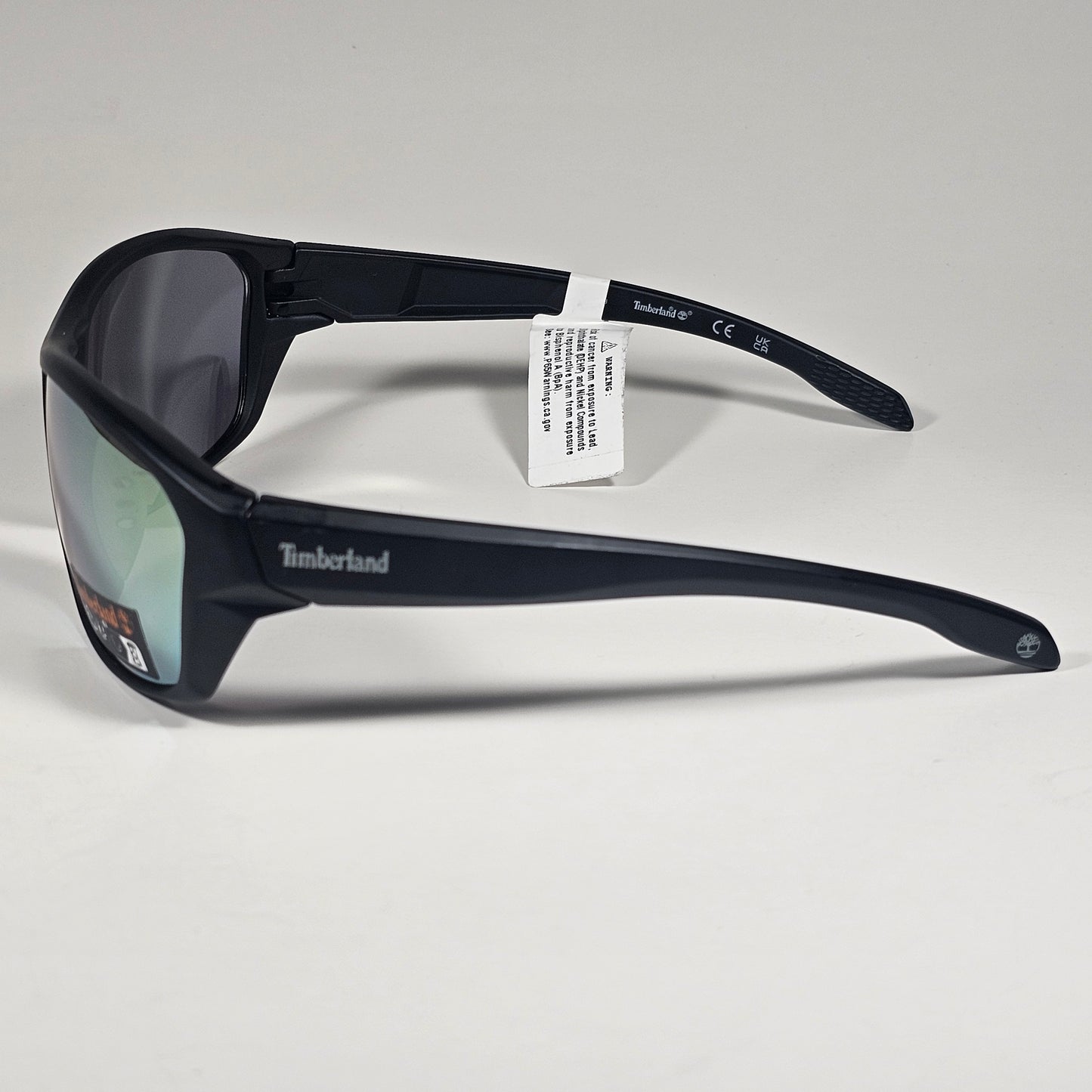 Timberland TU00019 02G Men's Wrap Sunglasses Matte Black Coral Mirror Lens 66mm