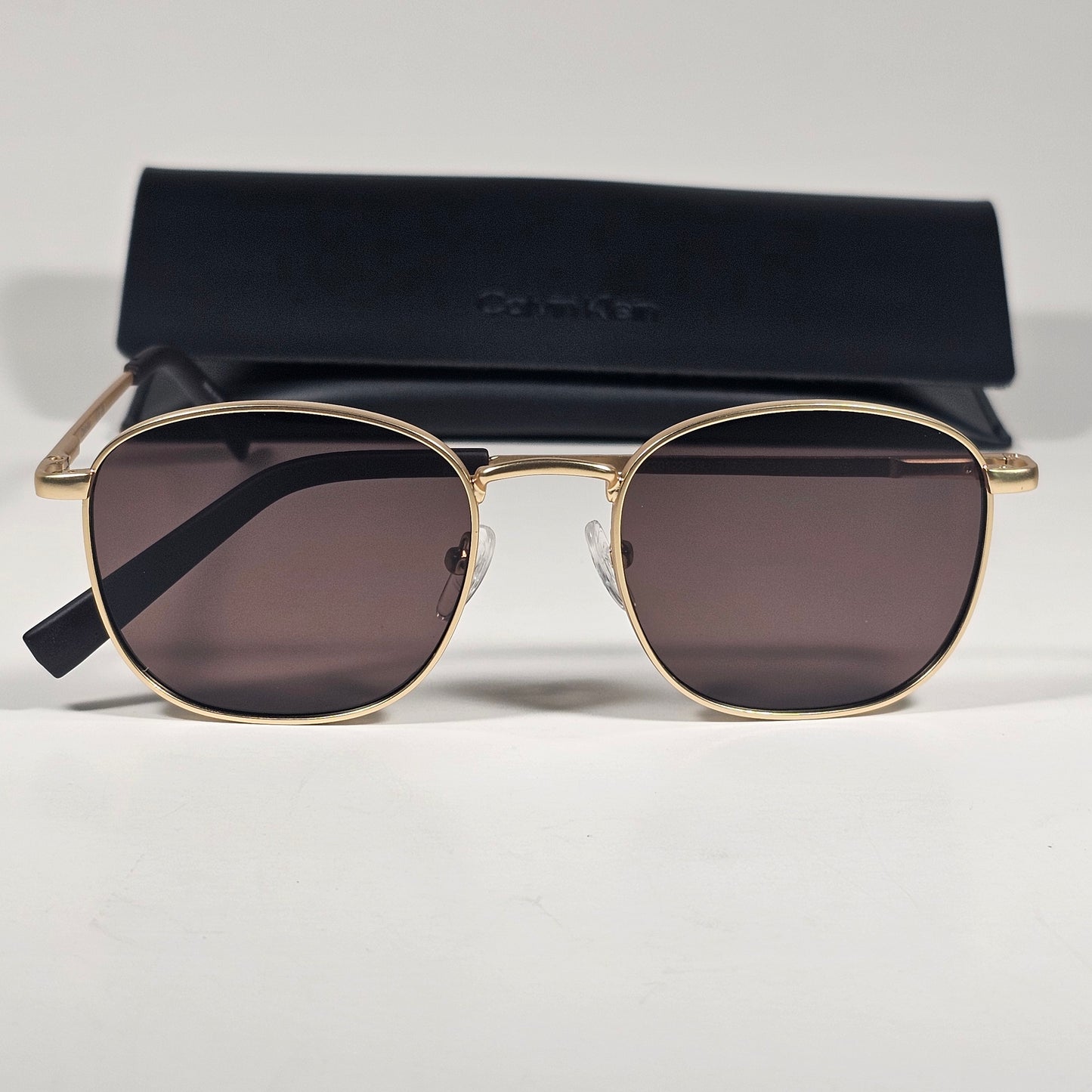 Calvin Klein CK20122S 717 Designer Sunglasses Matte Gold With Brown Tinted Lens