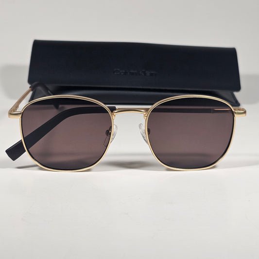 Calvin Klein CK20122S 717 Designer Sunglasses Matte Gold With Brown Tinted Lens