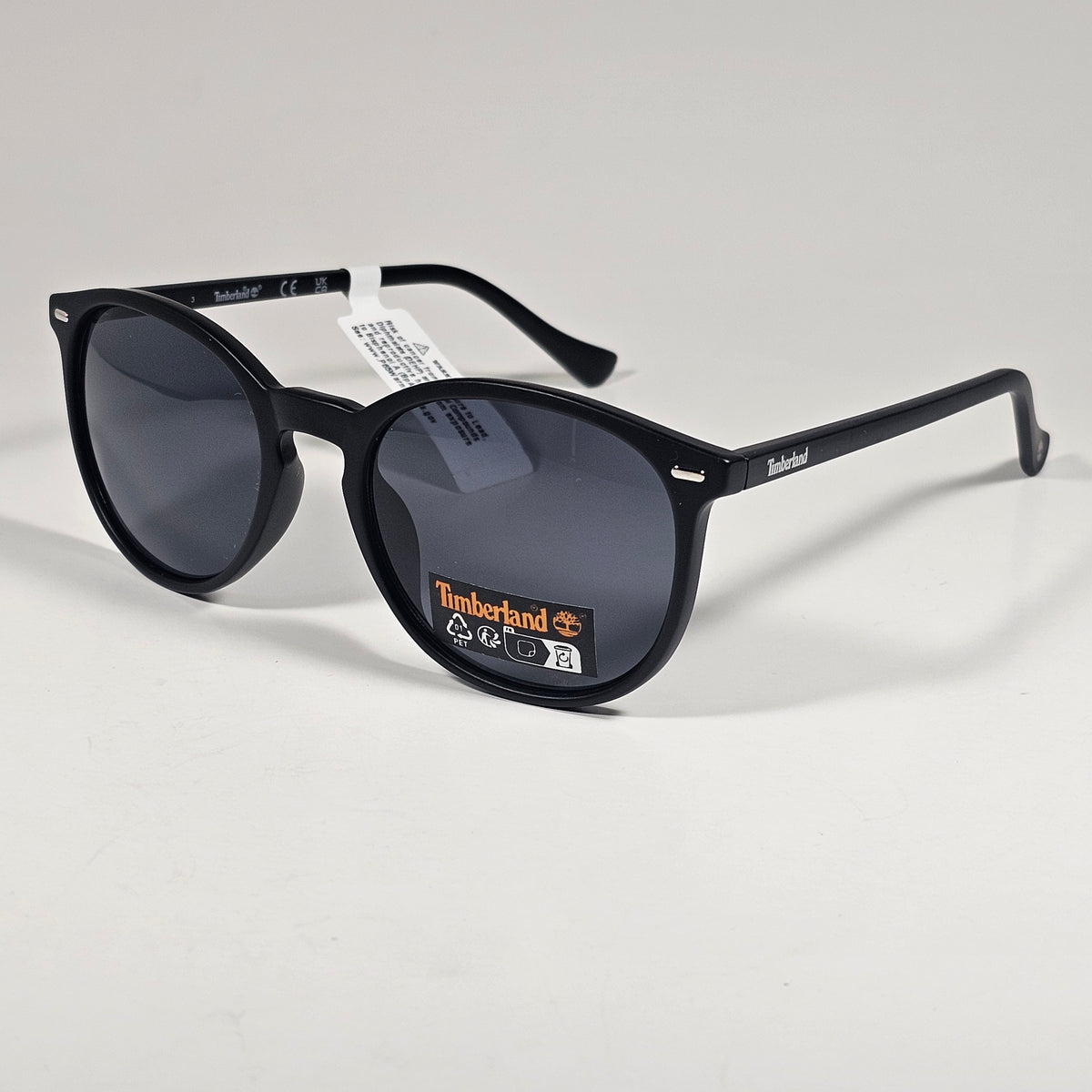 Timberland TB7185 02A Round Keyhole Sunglasses Matte Black Frame Gray Lens 54mm