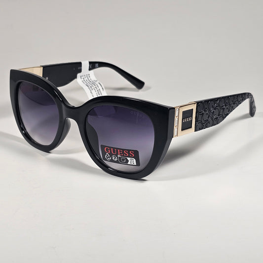Guess GO00050 01B Cat Eye Sunglasses Shiny Black Frame Smoke Gradient Lens 52mm