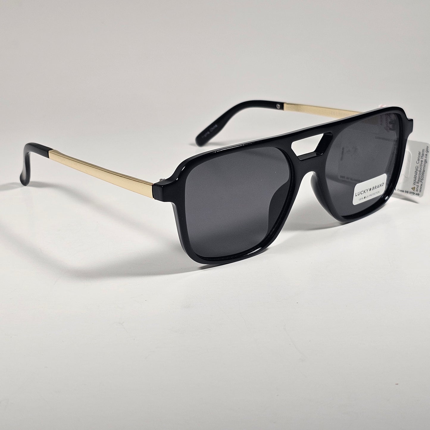 Lucky Brand LB93580 Turbo Aviator Sunglasses Gold Shiny Black Gray Lens