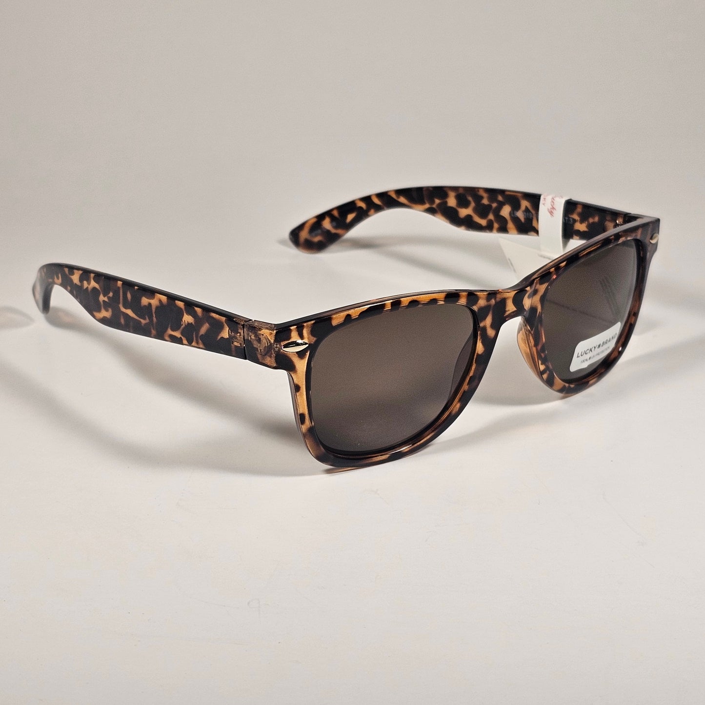 Lucky Brand "Dusk" LB59019 Sunglasses Classic Retro Square Frame Yellow Cheetah Print Brown Lens