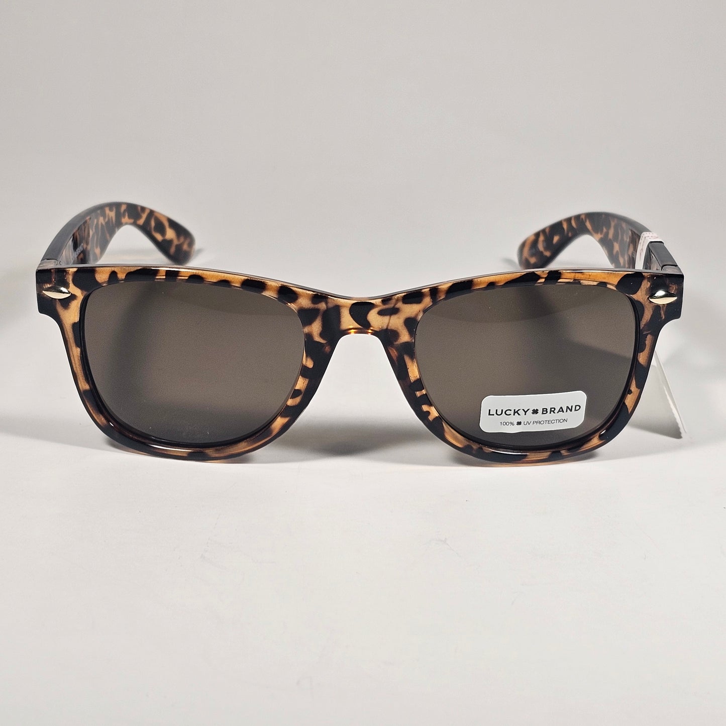 Lucky Brand "Dusk" LB59019 Sunglasses Classic Retro Square Frame Yellow Cheetah Print Brown Lens