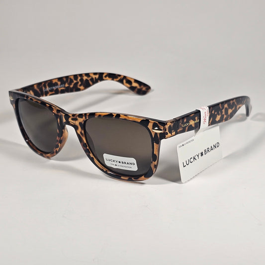 Lucky Brand "Dusk" LB59019 Sunglasses Classic Retro Square Frame Yellow Cheetah Print Brown Lens