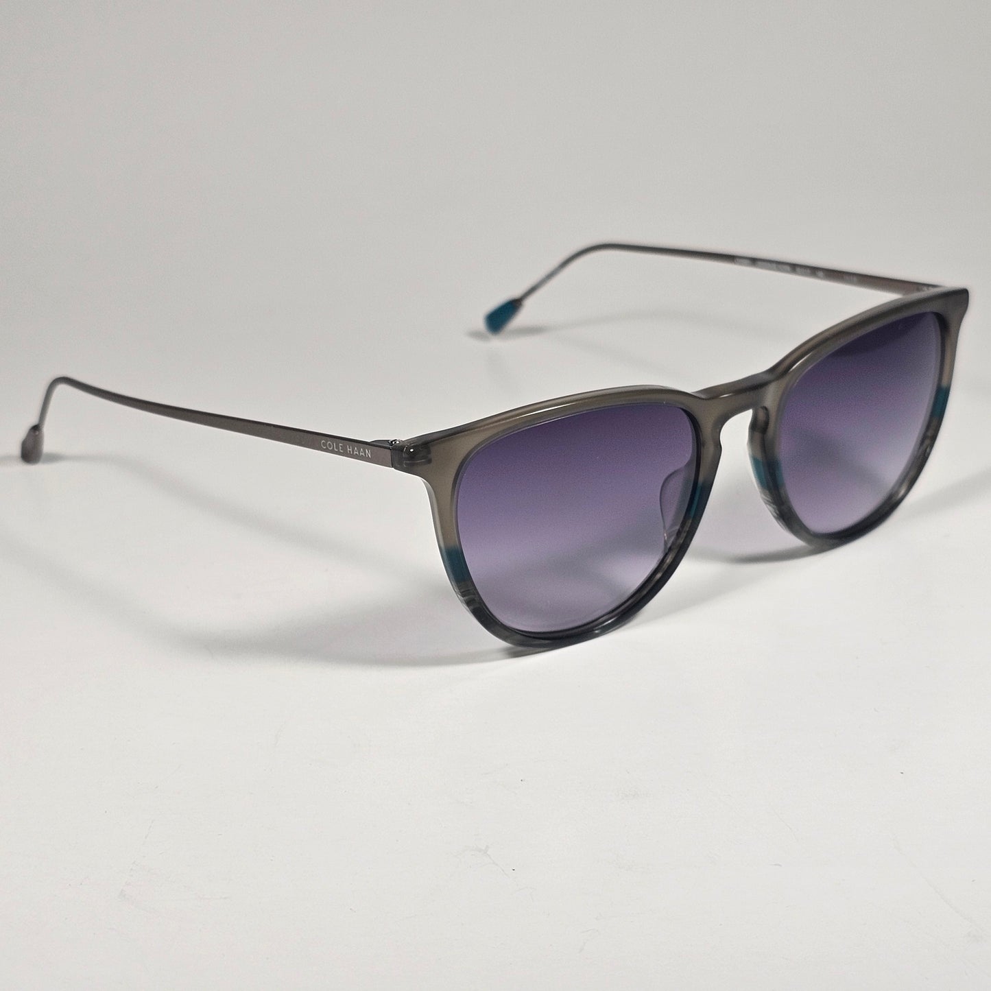 Cole Haan CH3001 303 Key Hole Ti-Flex Sunglasses Sage Horn Gray Gradient