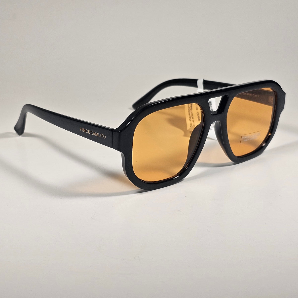 Vince Camuto VC1182 OXAMB Turbo Aviator Sunglasses Black Frame Amber Lens