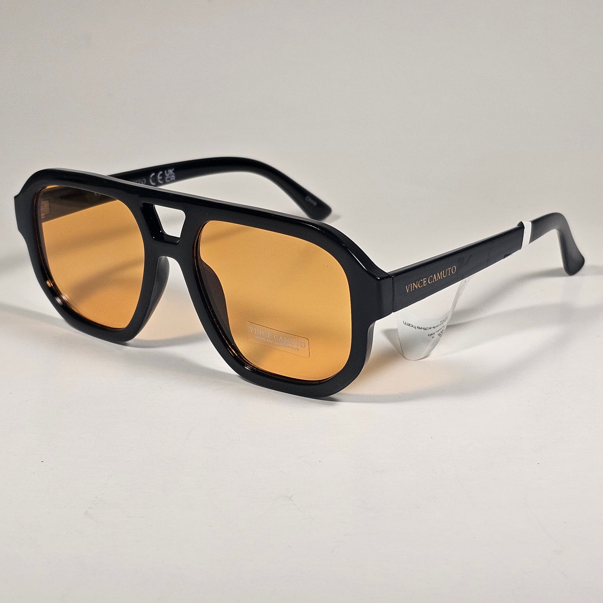 Vince Camuto VC1182 OXAMB Turbo Aviator Sunglasses Black Frame Amber Lens