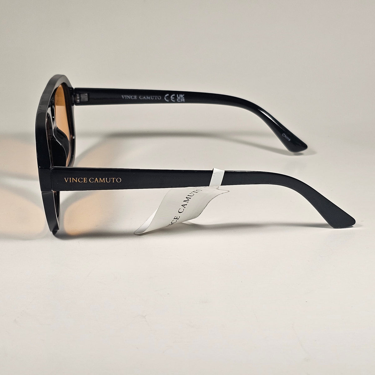 Vince Camuto VC1182 OXAMB Turbo Aviator Sunglasses Black Frame Amber Lens
