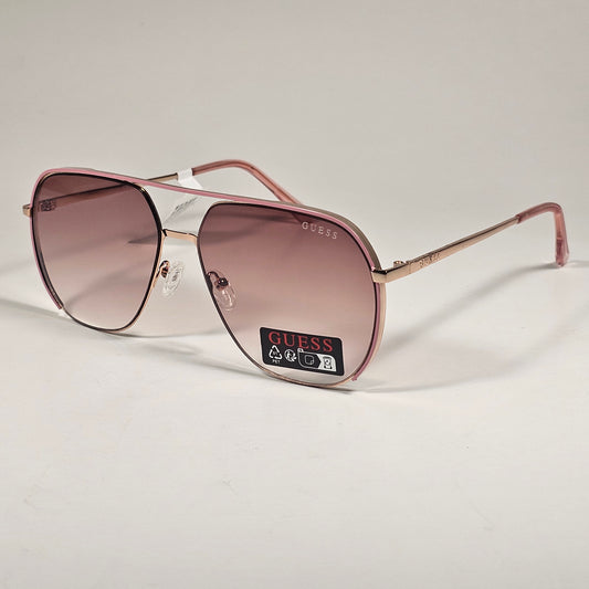 Guess GO00064 28G Pilot Sunglasses Pink Rose Gold Frame Brown Gradient Lens 61mm