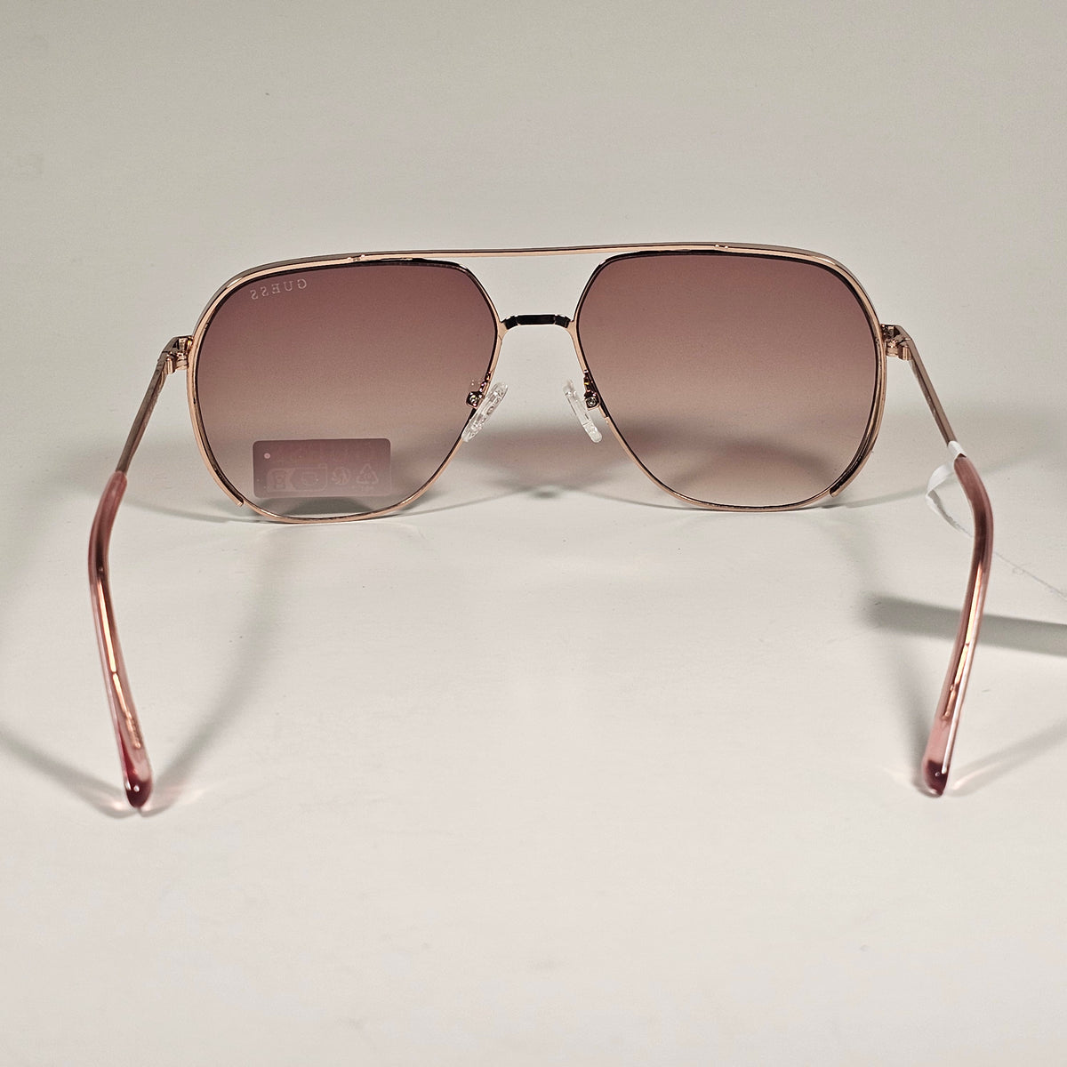 Guess GO00064 28G Pilot Sunglasses Pink Rose Gold Frame Brown Gradient Lens 61mm