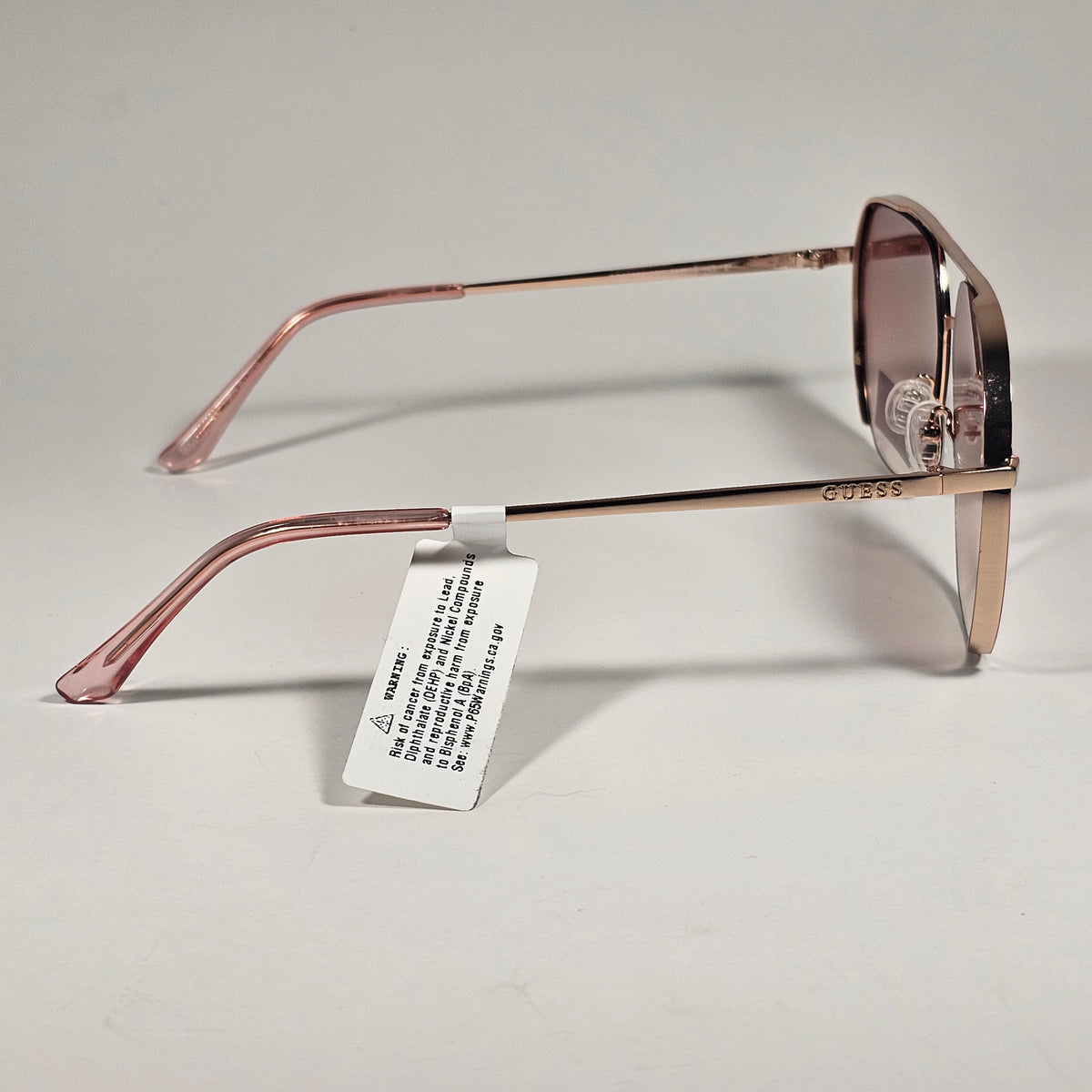 Guess GO00064 28G Pilot Sunglasses Pink Rose Gold Frame Brown Gradient Lens 61mm