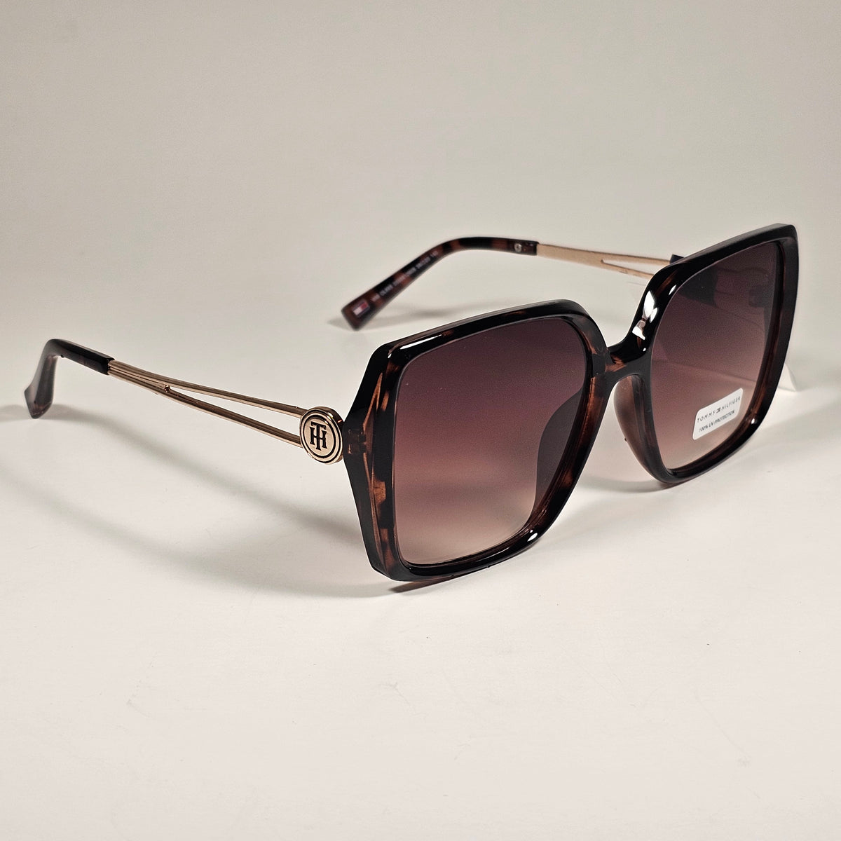 Tommy Hilfiger WM OL655 Butterfly Oversize Sunglasses Brown Tortoise Gold Brown Gradient Lens
