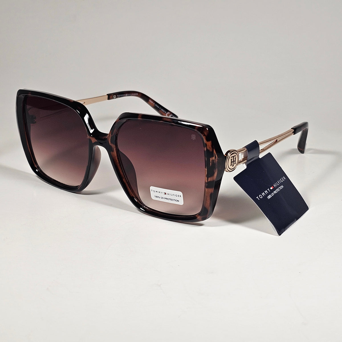 Tommy Hilfiger WM OL655 Butterfly Oversize Sunglasses Brown Tortoise Gold Brown Gradient Lens