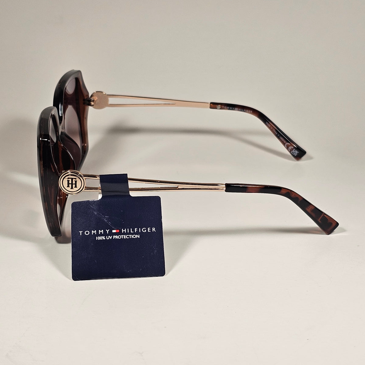 Tommy Hilfiger WM OL655 Butterfly Oversize Sunglasses Brown Tortoise Gold Brown Gradient Lens