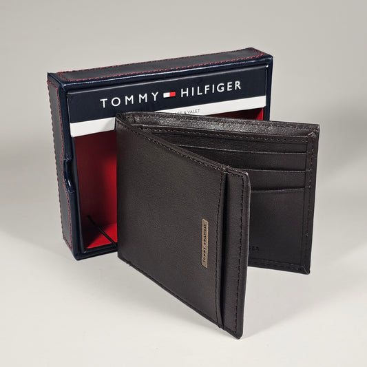 Tommy Hilfiger Men's Bifold Brown Leather Wallet &amp; Valet 31HP130020