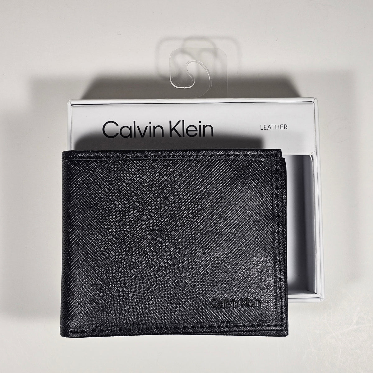 Calvin Klein Men's Bifold Black Leather Canvas L Fold Wallet 31KA220074 Black