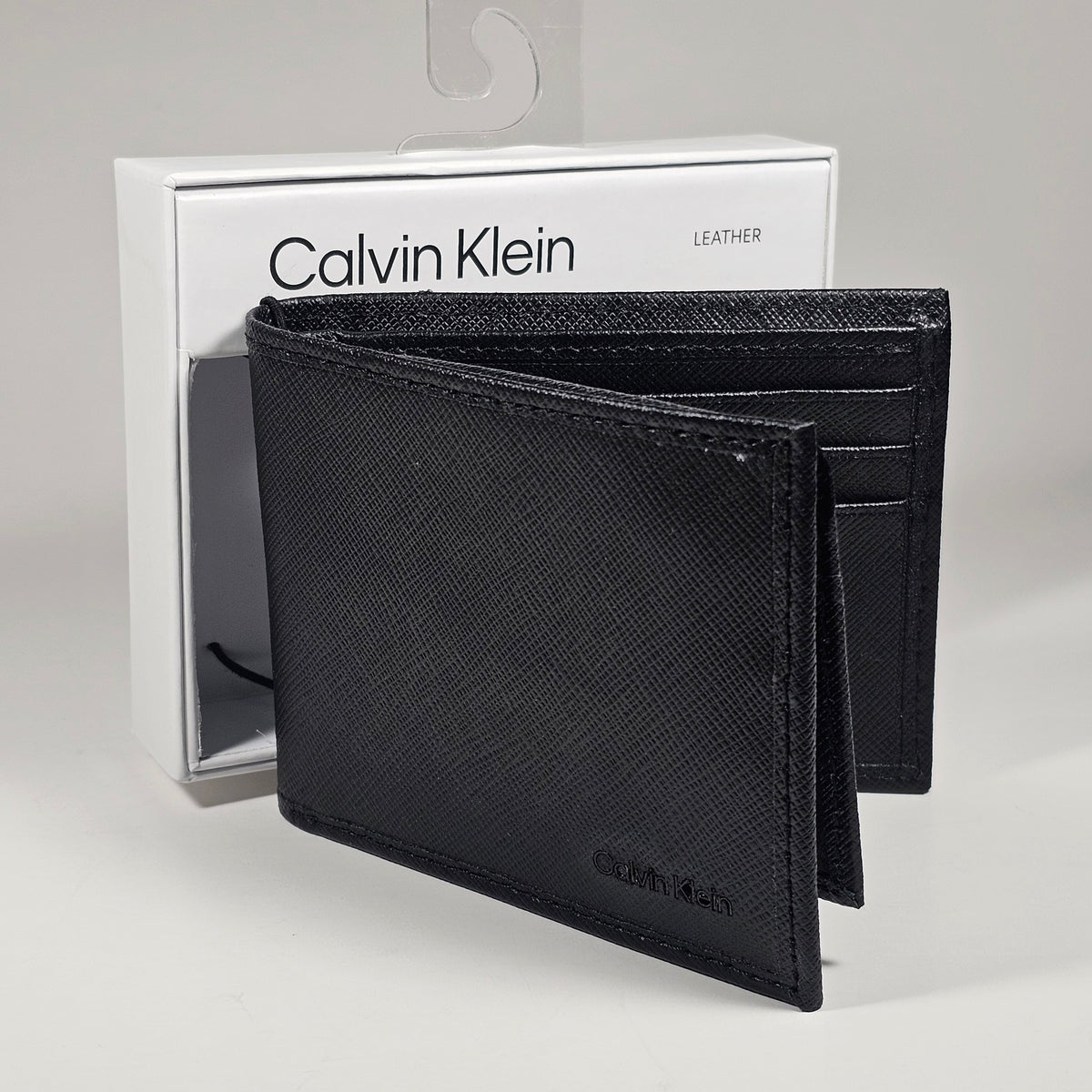 Calvin Klein Men's Bifold Black Leather Canvas L Fold Wallet 31KA220074 Black