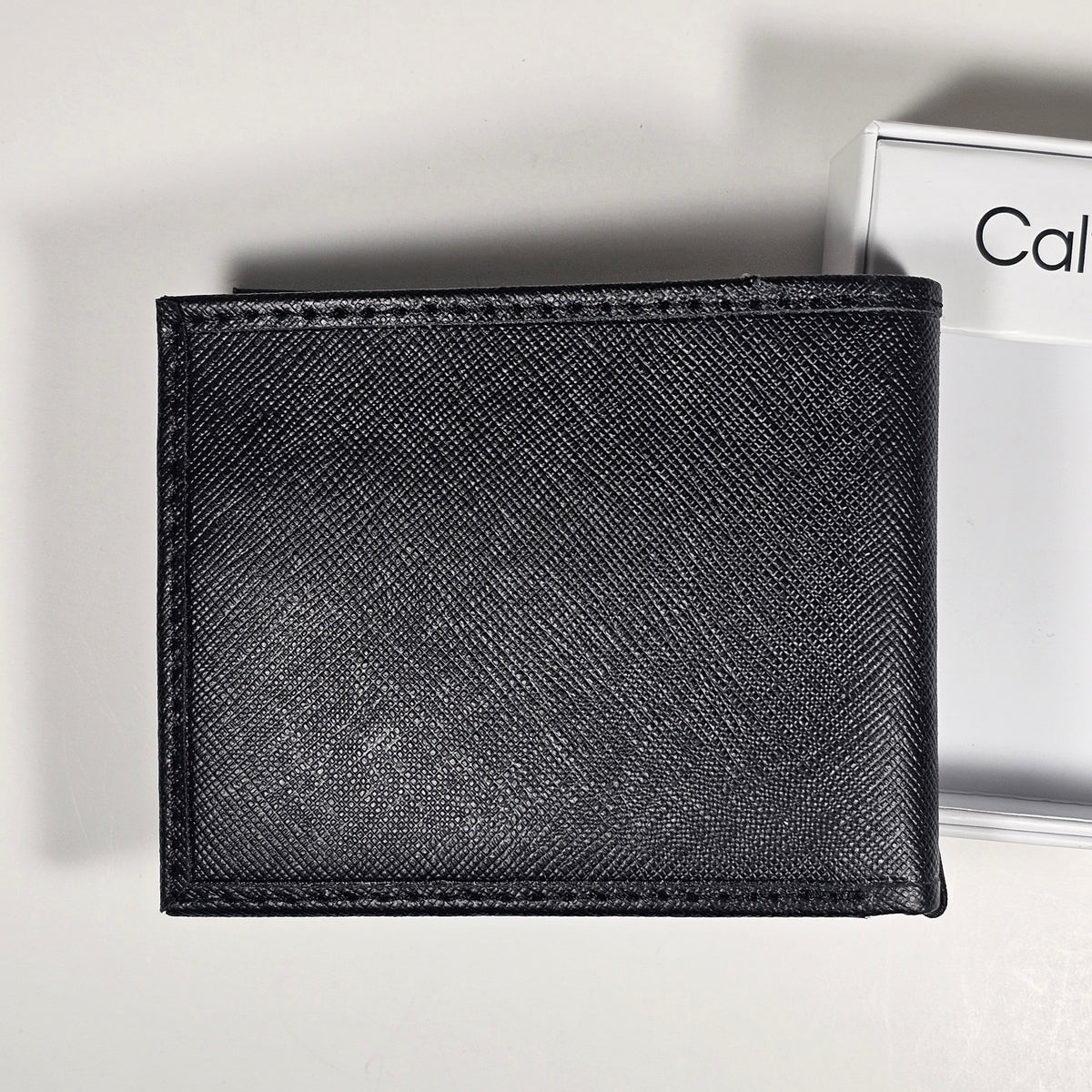 Calvin Klein Men's Bifold Black Leather Canvas L Fold Wallet 31KA220074 Black
