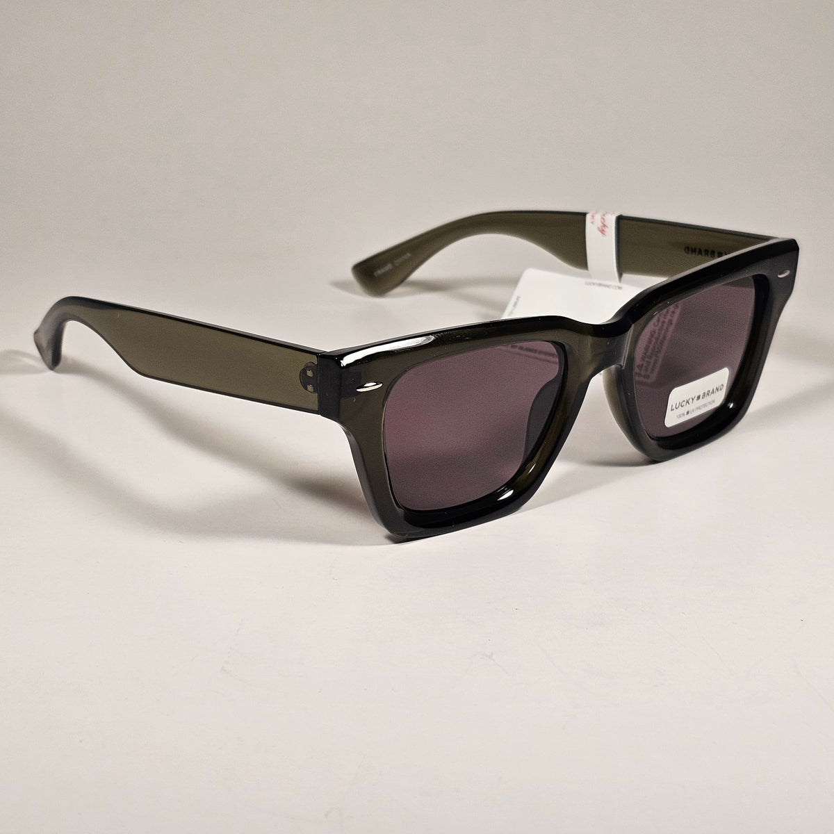 Lucky Brand LB58289 Square Sunglasses Translucent Green Frame Gray Lens