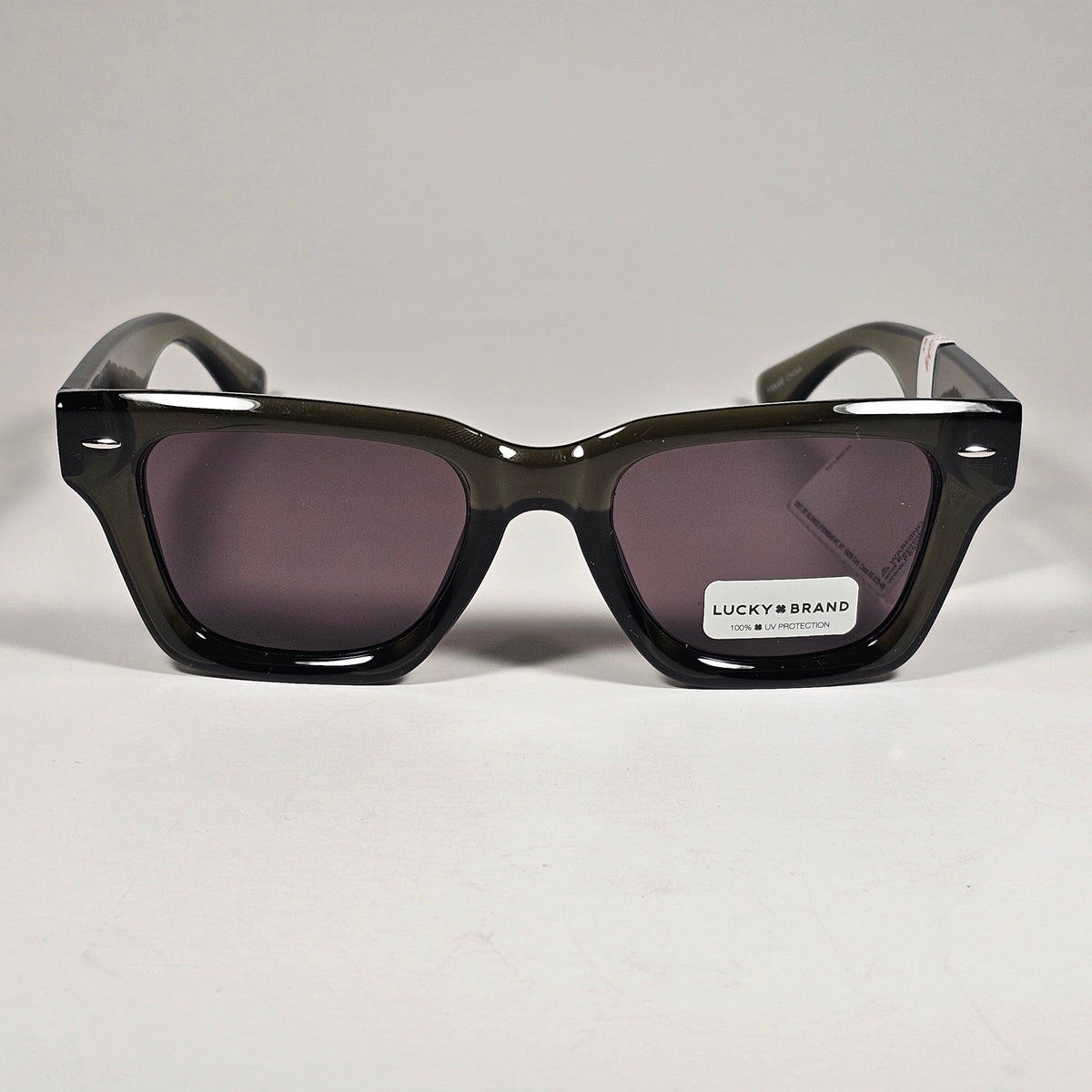 Lucky Brand LB58289 Square Sunglasses Translucent Green Frame Gray Lens