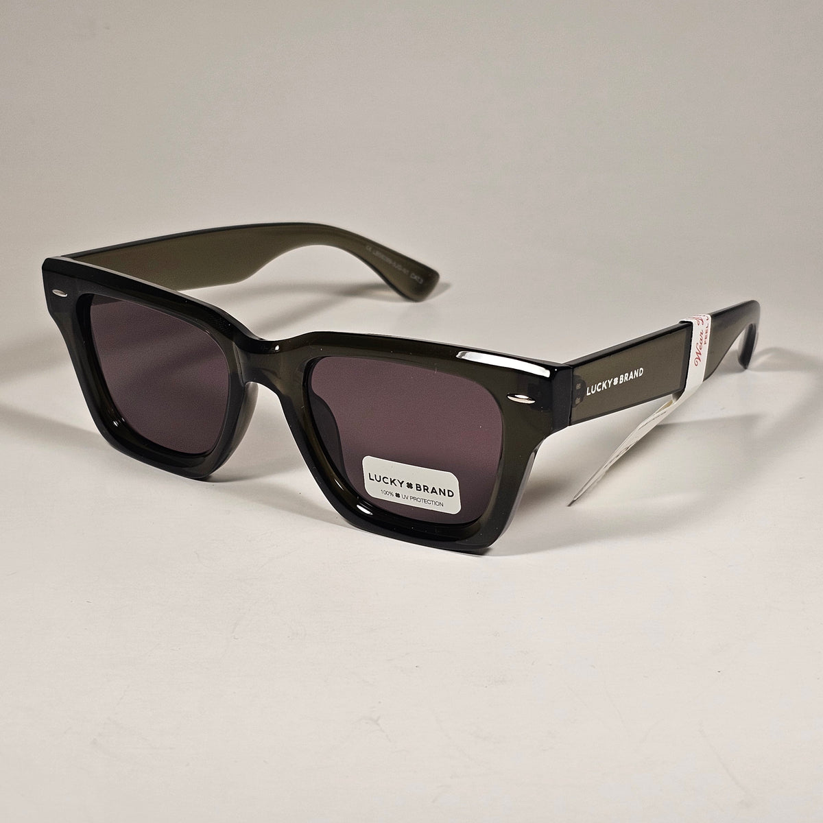 Lucky Brand LB58289 Square Sunglasses Translucent Green Frame Gray Lens