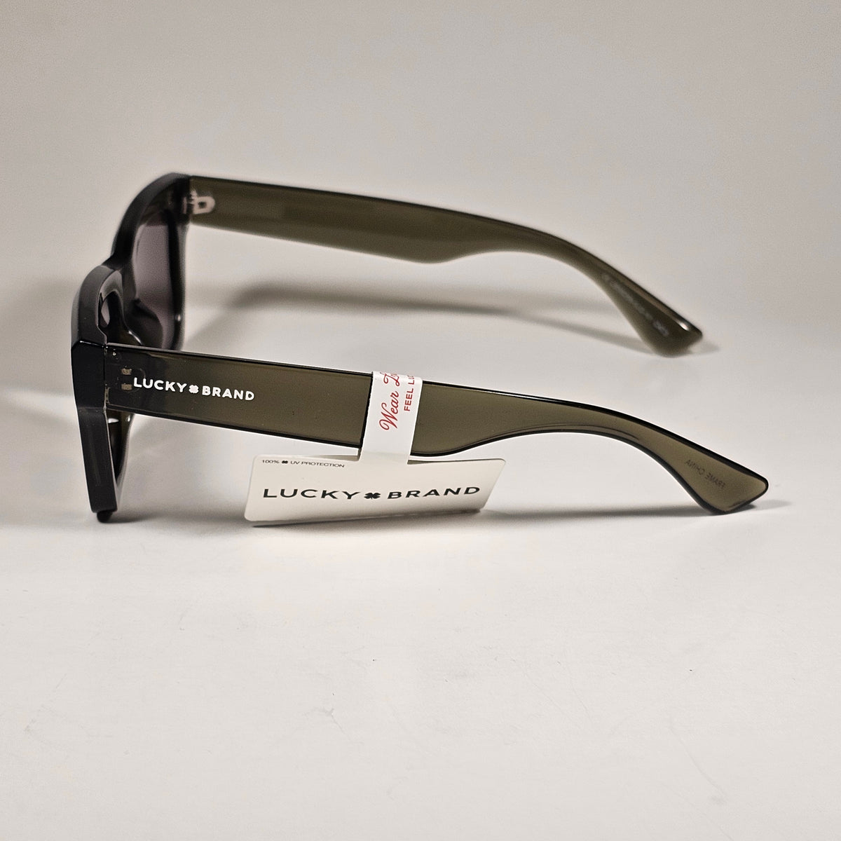 Lucky Brand LB58289 Square Sunglasses Translucent Green Frame Gray Lens