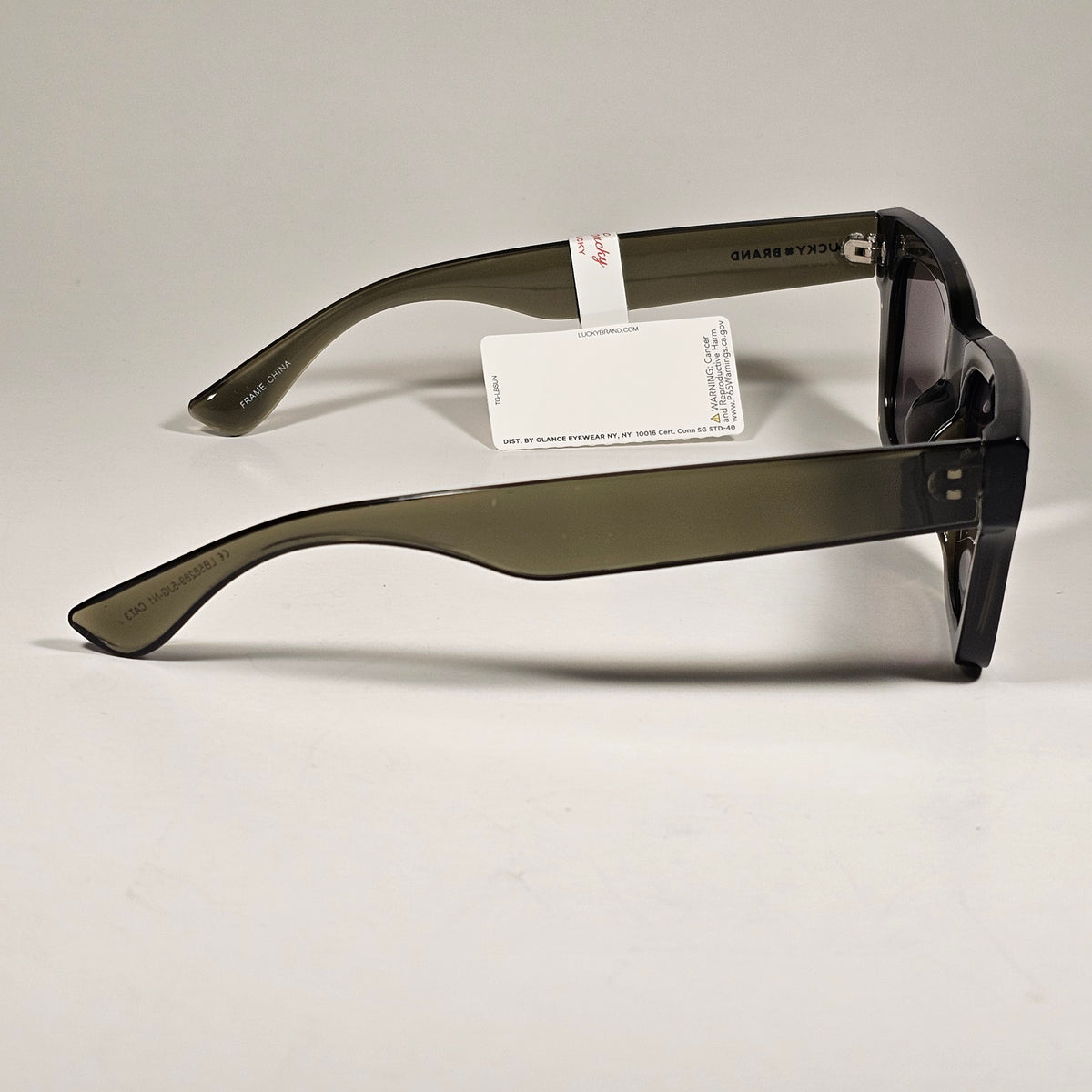 Lucky Brand LB58289 Square Sunglasses Translucent Green Frame Gray Lens