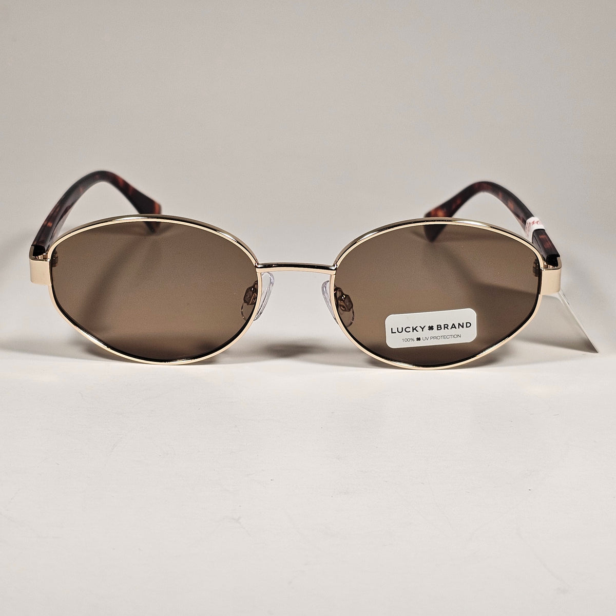 Lucky Brand LB92369 Small Oval Sunglasses Gold Tortoise Frame Brown Lens