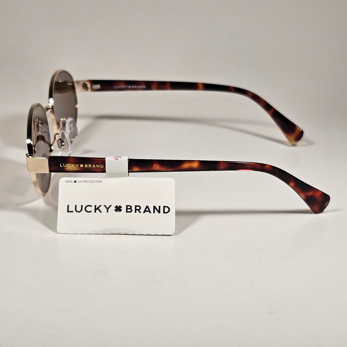 Lucky Brand LB92369 Small Oval Sunglasses Gold Tortoise Frame Brown Lens