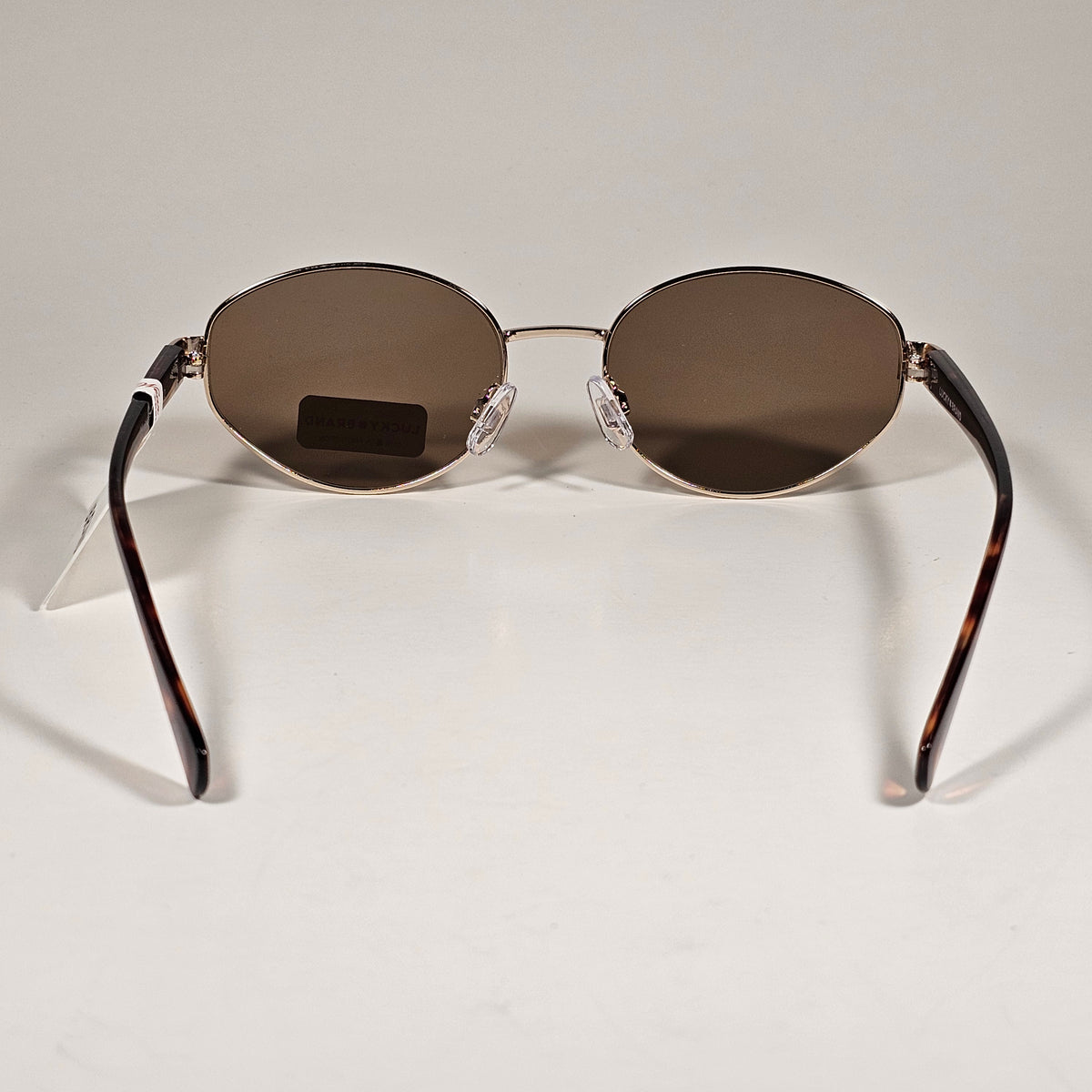 Lucky Brand LB92369 Small Oval Sunglasses Gold Tortoise Frame Brown Lens