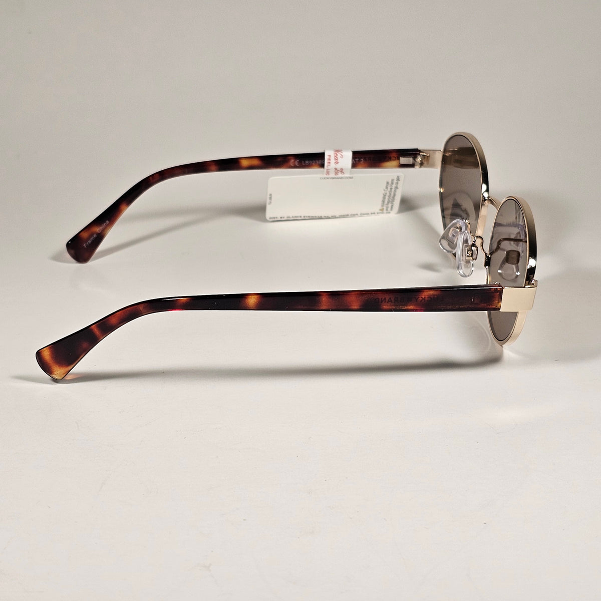 Lucky Brand LB92369 Small Oval Sunglasses Gold Tortoise Frame Brown Lens
