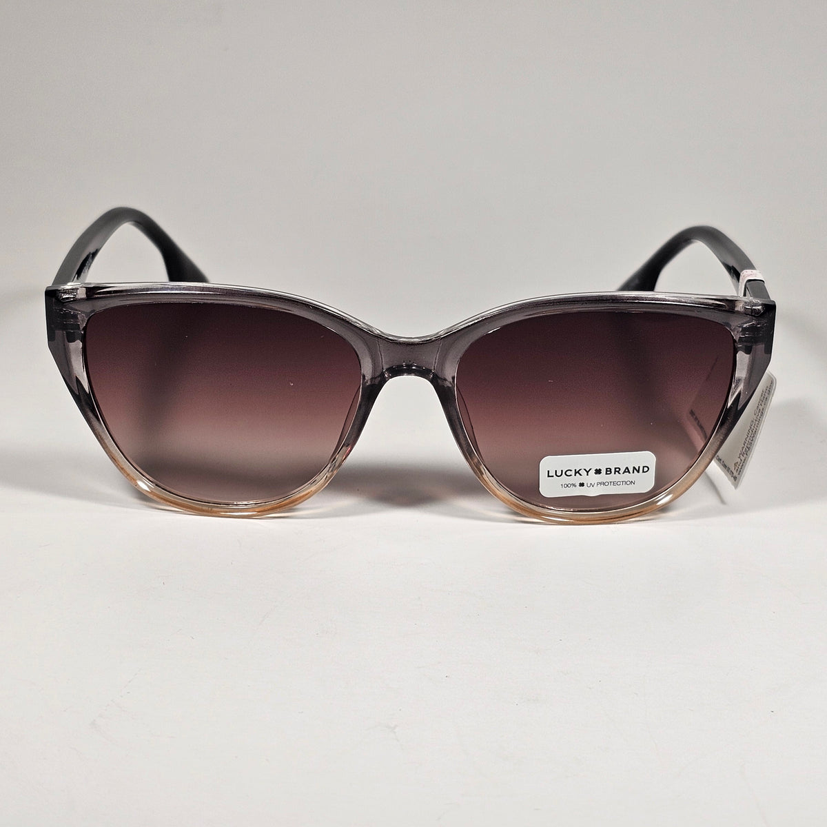 Lucky Brand LB59016 Cat Eye Sunglasses Brown Clear Crystal Frame Brown Lens