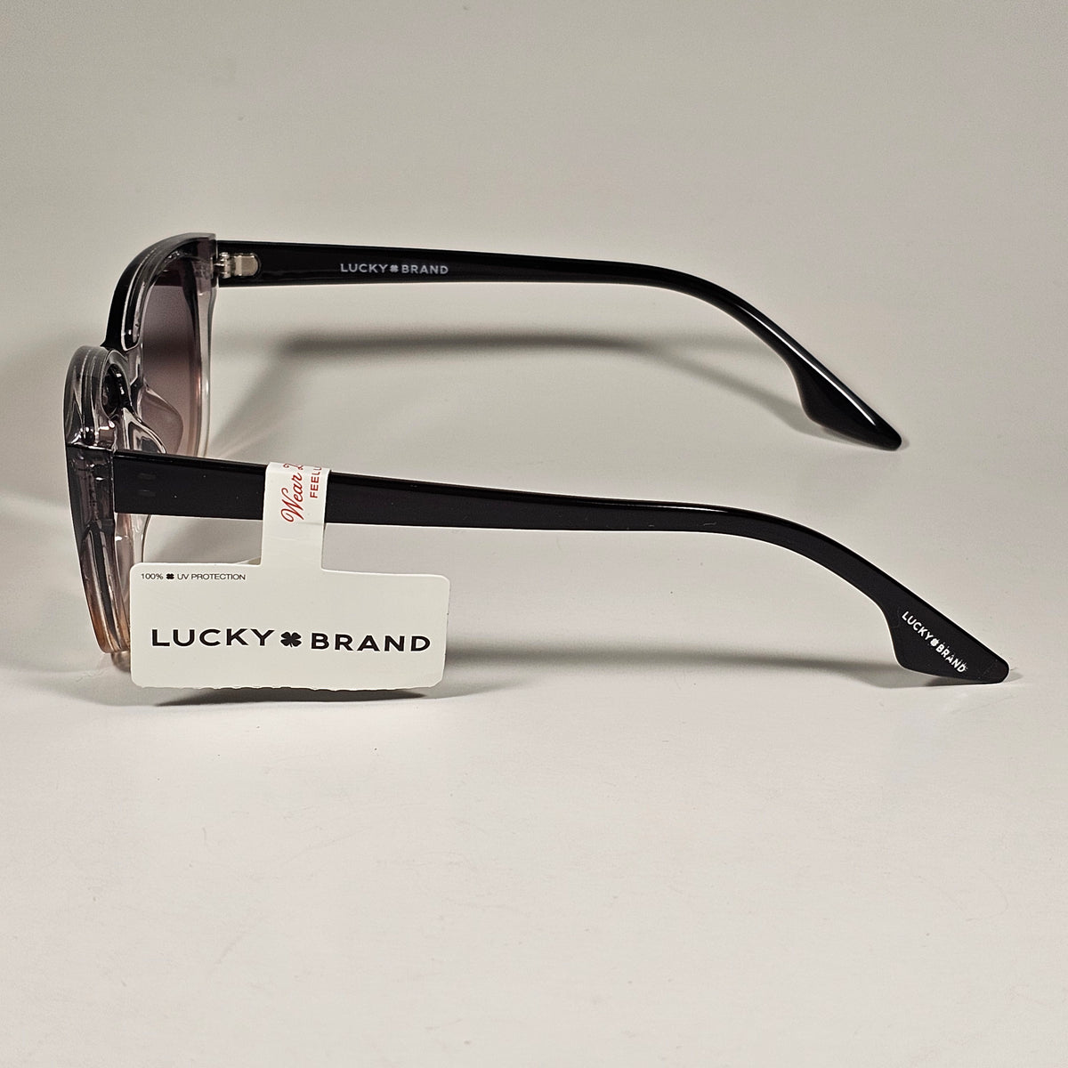 Lucky Brand LB59016 Cat Eye Sunglasses Brown Clear Crystal Frame Brown Lens