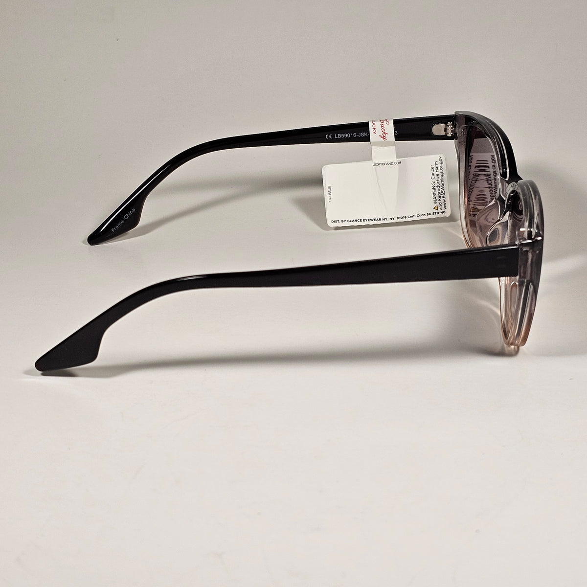 Lucky Brand LB59016 Cat Eye Sunglasses Brown Clear Crystal Frame Brown Lens