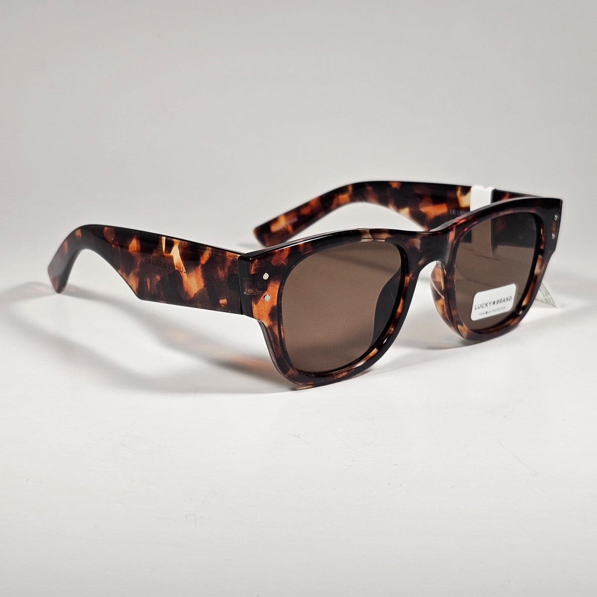 Lucky Brand LB59015 Sunglasses Blocky Square Brown Tortoise Frame Brown Lens