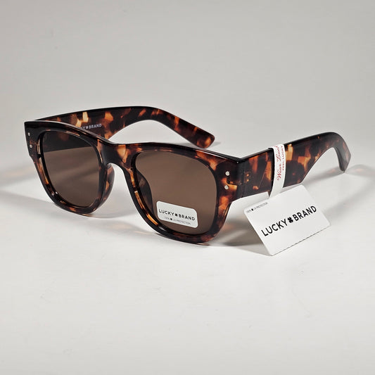Lucky Brand LB59015 Sunglasses Blocky Square Brown Tortoise Frame Brown Lens