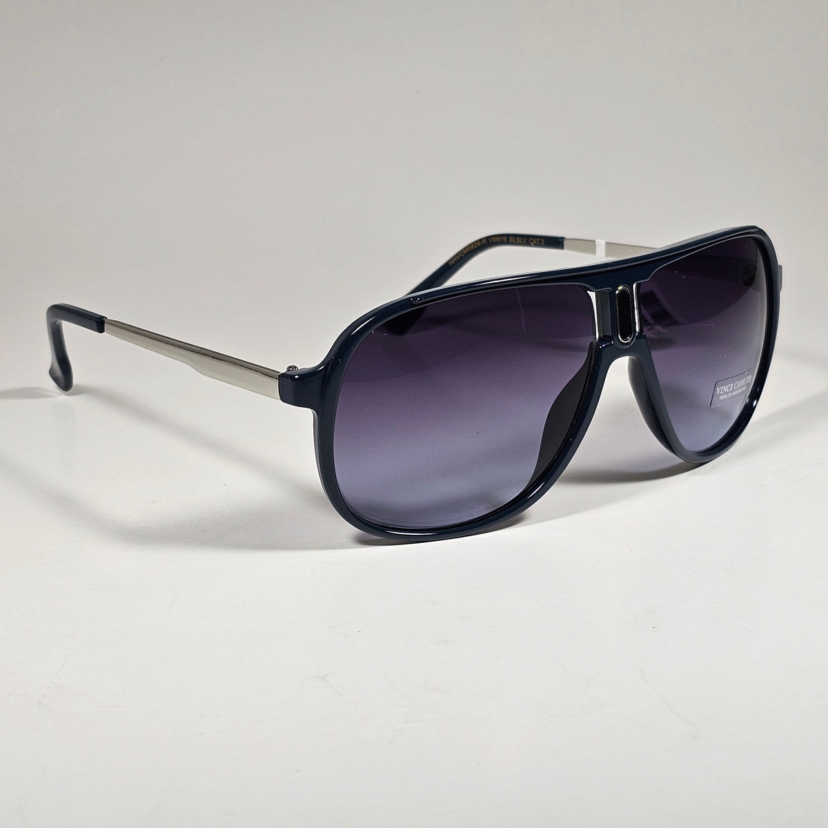Vince Camuto Turbo Aviator Sunglasses Blue Silver Smoke Gradient VM616 BLSLV
